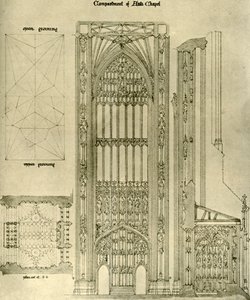 Architecturale tekening: compartiment van Anti Chapel, 1833-1834, 1906
