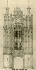 Architectonische tekening: westelijke voorkant binnenpoort huis, 1833-1834, 1906 door A. W. N. Pugin