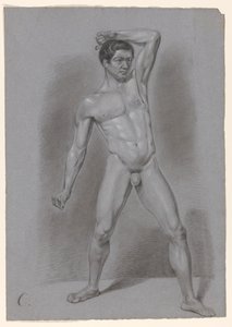 Staand mannelijk naakt, van voren gezien door A. Waterloo (attributed to)