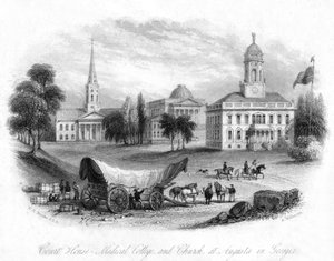 Het gerechtsgebouw, medische college en kerk, Augusta, Georgia, VS, 19e eeuw