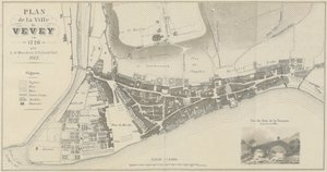 Plan van de stad Vevey in 1726 door A. de Mandrot