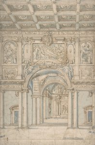 Studie van het interieur van Santa Maria Maggiore in Rome, 1621-46 door Abbate Paolo de Angelis