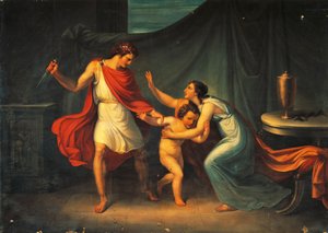 Pyrrhus bedreigt het leven van kleine Astyanax