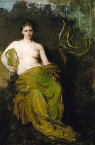 Half gedrapeerde figuur, ca. 1885 door Abbott Handerson Thayer