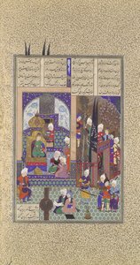 De Wijzen van de Shah keuren het huwelijk van Zal goed, Folio 86v uit de Shahnama, ca. 1525-30 door 