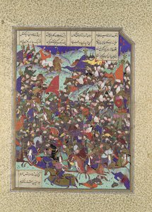 Kai Khusrau Verslaat het Leger van Makran, Folio 376v uit het Shahnama Boek der Koningen, ca. 1525-30 door 