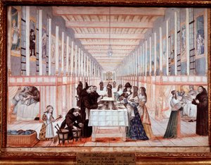 Bezoek van Anna van Oostenrijk aan het ziekenhuis van de Zusters van Liefde. Met de dauphin (later Lodewijk XIV)