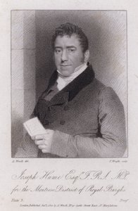 Joseph Hume, Schotse arts, politicus en radicale parlementslid (gravure) door Abraham (after) Wivell