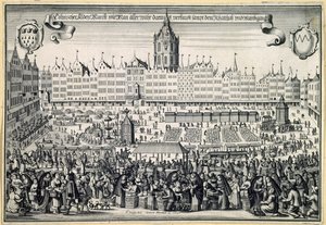 Oude Markt in Keulen door Abraham Aubry