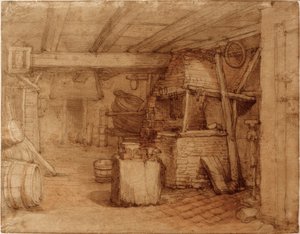 Interieur van een smederij of kuiperij