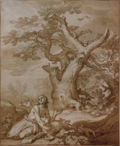 Johannes de Doper in de wildernis door Abraham Bloemaert