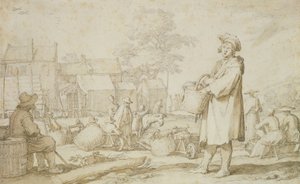 Marktscène door Abraham Bloemaert