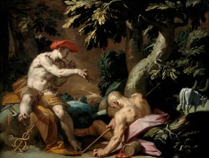 Mercurius, Argus en Io door Abraham Bloemaert