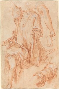 Studies van benen en draperie [recto] door Abraham Bloemaert