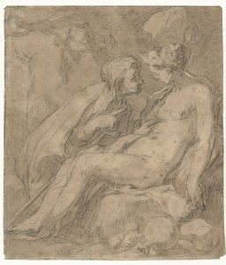Vertumnus en Pomona (?) door Abraham Bloemaert