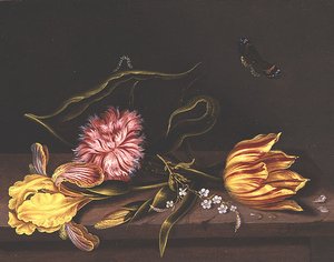 Stilleven van Bloemen op een Tafel