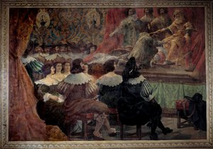 Een theatrale voorstelling in de 17e eeuw in het Chateau de Grosbois door Abraham Bosse