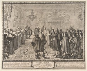 Ceremonie van het huwelijkscontract tussen Wladyslaw IV, koning van Polen, en Marie Louise
