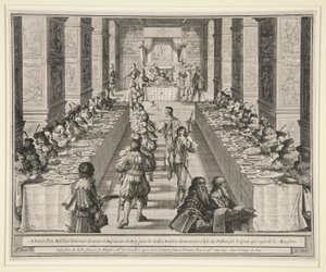 Schikking van het feestmaal door Abraham Bosse