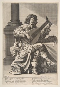 Man die zingt en een Luit speelt, midden tot laat 17e eeuw door Abraham Bosse