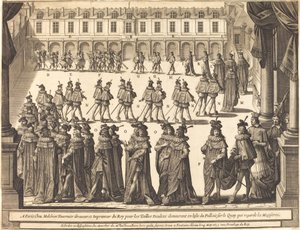 Mars van de koning en ridders van de Heilige Geest op de binnenplaats van Fontainebleau