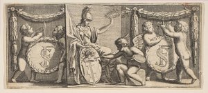 Minerva en de Wapens van François Sublet de Noyers, midden tot laat 17e eeuw door Abraham Bosse