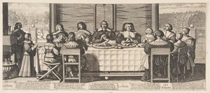 De zegening aan tafel, ca. 1635 door Abraham Bosse