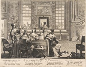 De Dwaze Maagden in Gesprek, ca. 1635 door Abraham Bosse