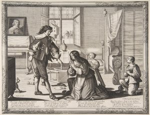 De vrouwenmishandelaar door Abraham Bosse