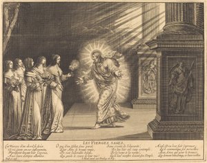 De wijze maagden die hun lampen dragen door Abraham Bosse
