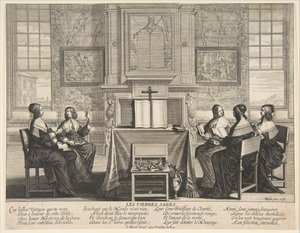 De wijze maagden in gesprek, ca. 1635
