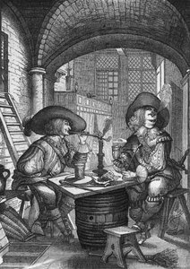 Tabaksrokers. Gravure door Abraham Bosse. 18e eeuw door Abraham Bosse