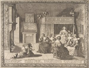 Bezoek aan de nieuwe moeder, 1633 door Abraham Bosse