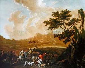Een Jachtpartij door Abraham Danielsz. Hondius