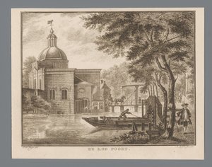 Gezicht op de Koepoort te Leiden door Abraham Delfos