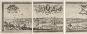 Gezicht op Brussel, bestaande uit drie delen Bruxella nobilissima Brabantiae civitas ano 1640