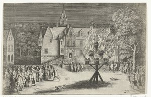Vreugdevuur bij het bezoek van prinses Maria Henrietta met prins Willem III aan Breda, 1653 door Abraham Dircksz. Santvoort