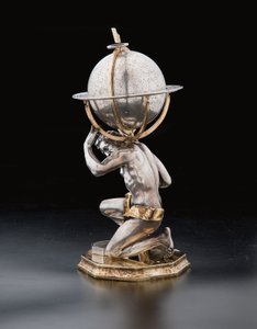 Twee uitzonderlijke aardse en hemelse globes, ondersteund door Hercules en Atlas, Augsburg, 1697-99 door Abraham Drentwett