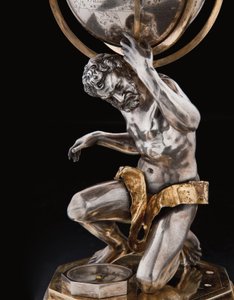 Twee uitzonderlijke aardse en hemelse globes, ondersteund door Hercules en Atlas, Augsburg, 1697-99 door Abraham Drentwett