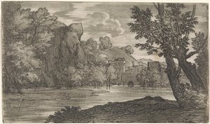 Landschap met rivier door Abraham Genoels