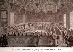 Eerste van de Franse Revolutie: Buitengewone zitting gehouden door Lodewijk XVI in het Paleis van Versailles, 19 november