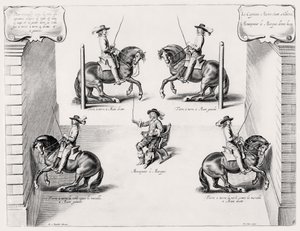 Illustratie uit een Rijhandboek, gegraveerd door Peeter Clouwet (1629-70), 1658 door Abraham Jansz. van after Diepenbeeck