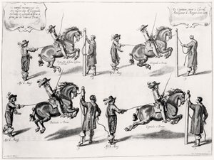 Illustratie uit een Rijhandboek, gegraveerd door Peeter Clouwet (1629-70), 1658