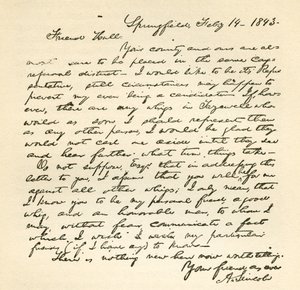 Brief van Abraham Lincoln aan Alden Hall, gedateerd 14 februari 1843 door Abraham Lincoln