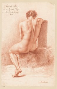 Zittend mannelijk naakt, op de rug gezien (2e prijs 1812)