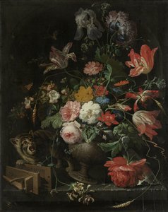 Het omgevallen boeket door Abraham Mignon