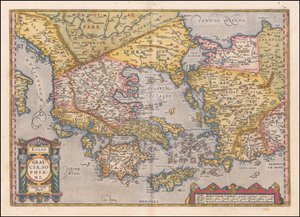 1584 kaart van Griekenland en West-Turkije door Abraham Ortelius door Abraham Ortelius
