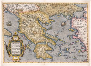 1584 kaart van Griekenland en de Egeïsche Zee door Abraham Ortelius door Abraham Ortelius