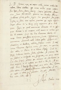 Handtekening brief aan zijn neef, Jacob Cool (Jacobus Colius), Antwerpen, 2 februari 1595