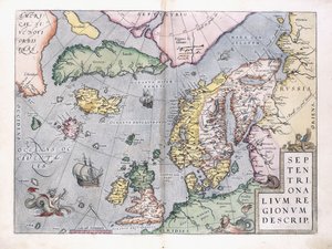 Dubbelpagina kaart van Noord-Europa, 1575